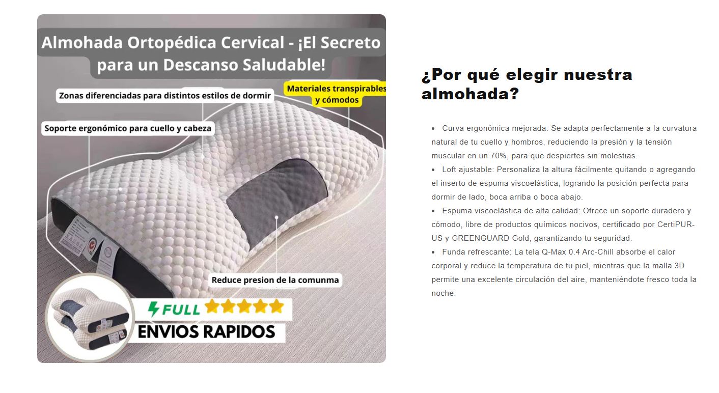 Almohada Cervical Ergonomica 1pcs